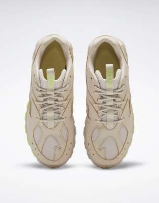 reebok aztrek double sneakers in chalk and yellow