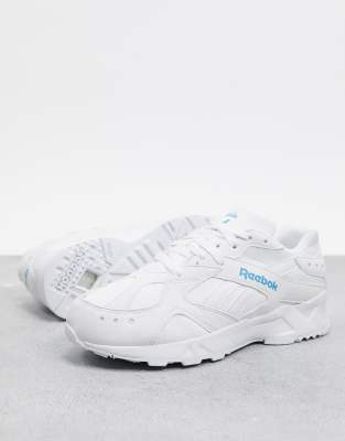 reebok aztrek trainers in white & blue