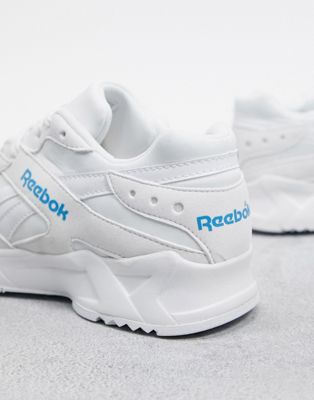 Reebok Aztrek trainers in white \u0026 blue 