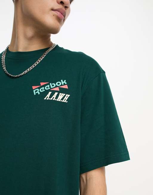 Reebok velour t-shirt with central logo in black exclusive to asos