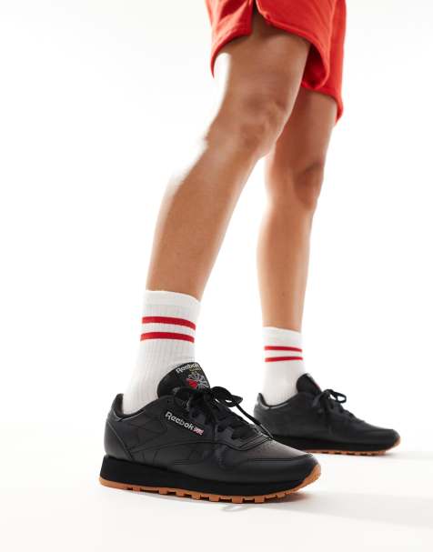 Reebok - Baskets classiques en cuir avec semelle en caoutchouc - Noir - view 1