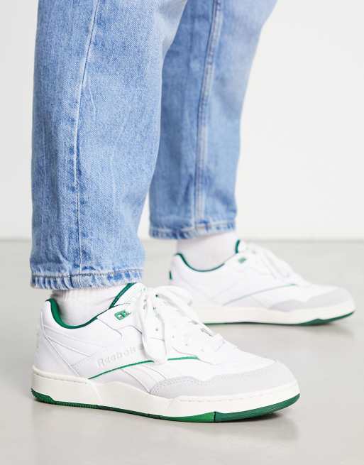 Reebok BB 4000 II sneakers in white and green