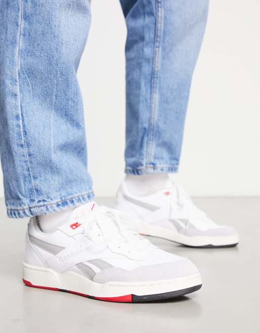 Reebok BB 4000 II trainers in white and red ASOS