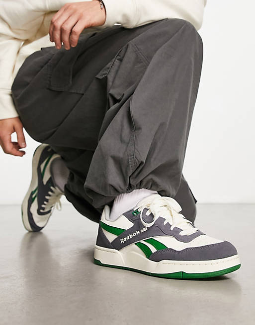 Reebok BB 4000 II unisex sneakers in chalk with black and green detail ...