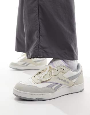 Reebok Bb 4000 Ii Unisex Sneakers In Chalk With Lilac And Gray Detail-white In Classic White/pure Grey 3/purple Oasis