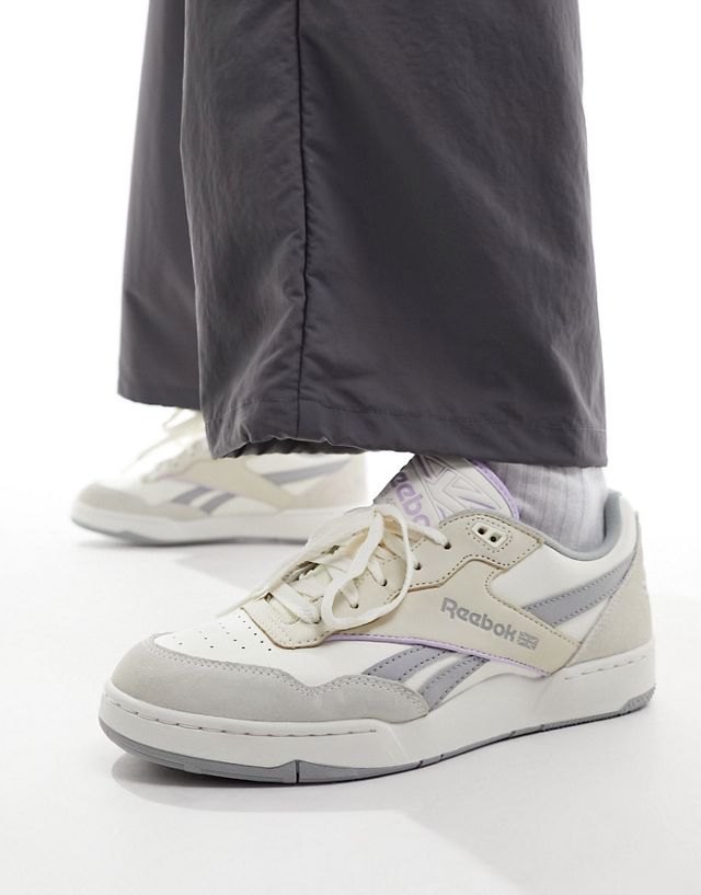 Reebok BB 4000 II unisex sneakers in chalk with lilac and gray detail