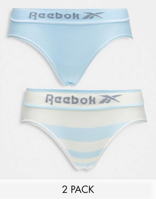 Reebok biona 2 pack seamless briefs in pearl blue and chalk stripe