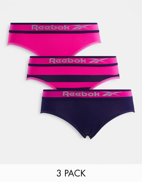 Reebok - Biona - Pakke med 3 par trusser i blå og pink med striber - view 1
