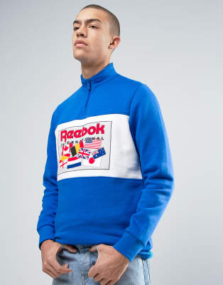 sweat reebok vintage homme bleu