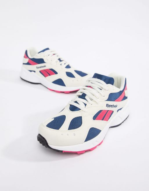 Reebok pink and blue hot sale shoes