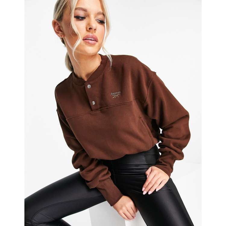 button down cropped in brown |