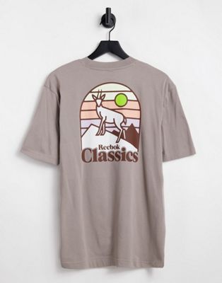 Reebok camping graphic tee in grey  - Exclusive to ASOS