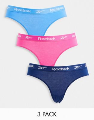 Reebok Carina 3 pack briefs in blue and pink