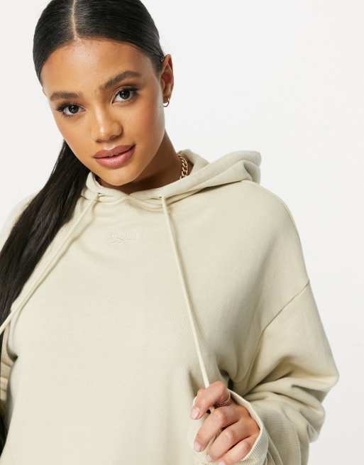 Reebok central logo hoodie in beige - BEIGE, 3 of 4