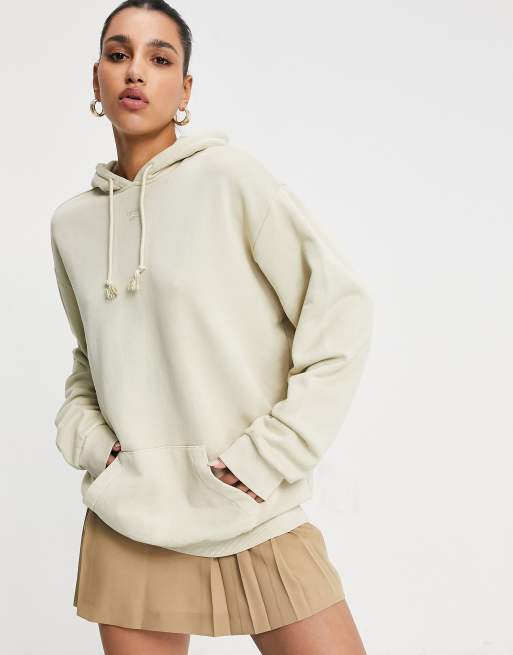 Reebok central logo hoodie in beige BEIGE