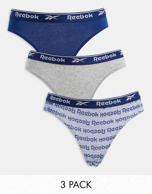 Reebok Pansy 3 pack briefs in blue grey and white