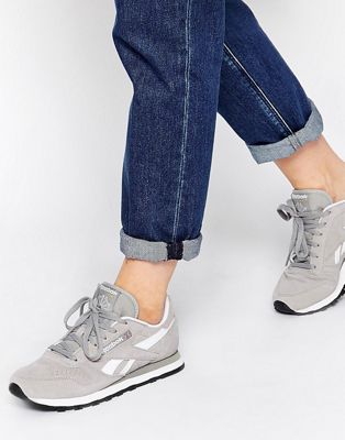 reebok cl suede grey trainers