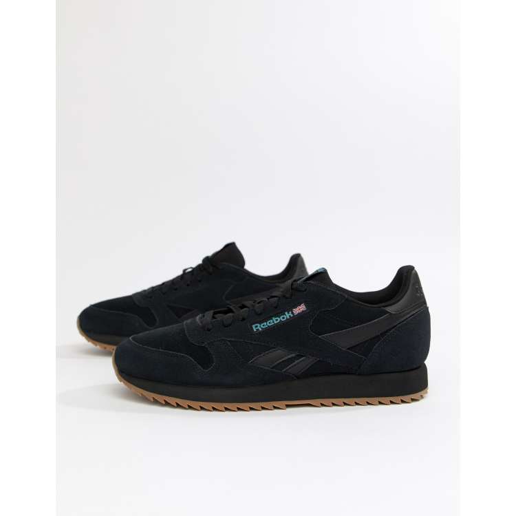 Reebok CL Suede MU Ripple Sneakers Triple Black