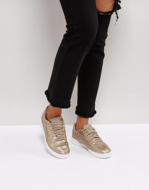 Reebok Classic C Metallic Sneakers In Antique Gold | ASOS