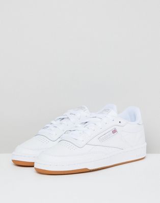 reebok classic club c 85 sneakers in white and gum