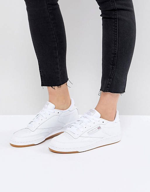  Trainers/Reebok Classic Club C 85 trainers In White Leather With Gum Sole 