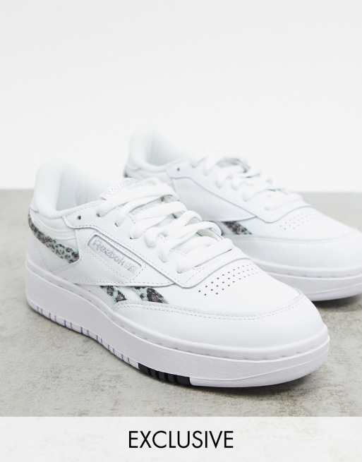 Reebok Club C Double sneaker in white and leopard print - Exclusive to ASOS  - ShopStyle