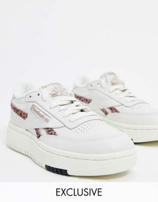 Reebok Classic Club C Double sneakers in white with leopard print detail |  ASOS