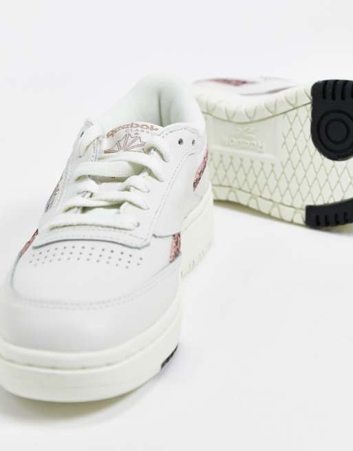 Reebok Club C Double sneaker in white and leopard print - Exclusive to ASOS