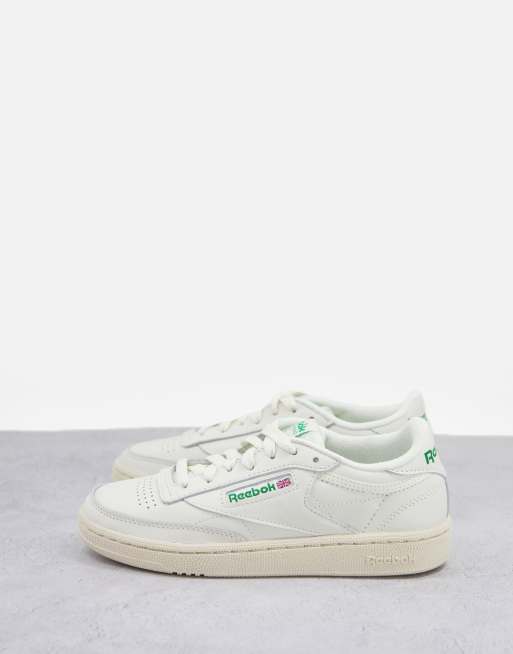 Reebok classic club c vintage sneakers in chalk with green discount