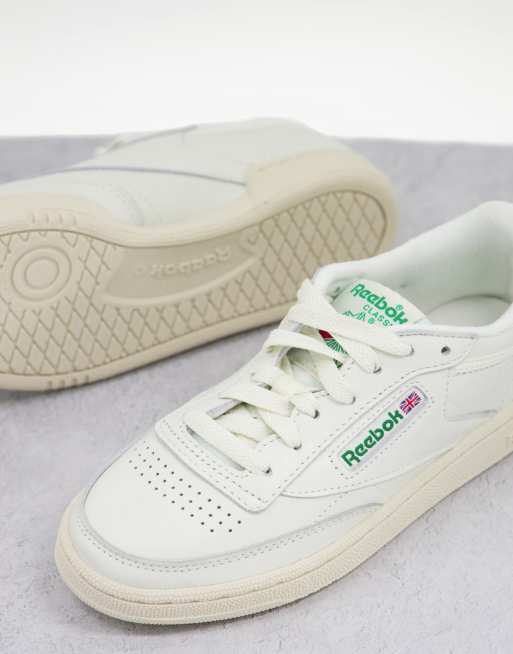 Reebok Classic Club C Vintage Sneakers In Chalk With Green