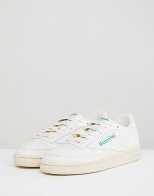Reebok Classic Club C Vintage Sneakers In Chalk With Green | ASOS
