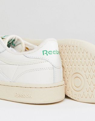 reebok classic club c vintage trainers in chalk with green