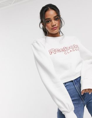 Reebok Classic - Fleece sweatshirt met ronde hals en rozet-Wit