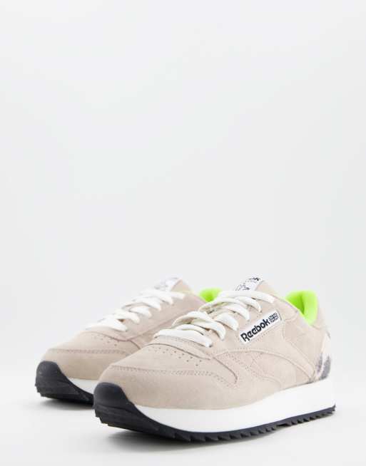 Reebok – Classic – Geriffelte Leder-Sneaker in Beige