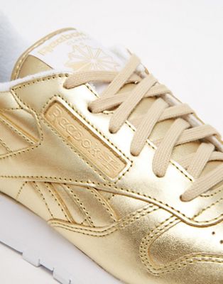 reebok classic gold leather spirit trainers