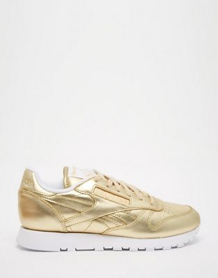 reebok classic gold leather spirit trainers