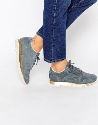 Reebok Classic Grey Suede Trainer With 