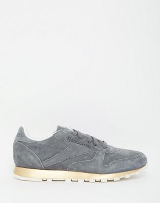 Reebok Classic Grey Suede Trainer With 