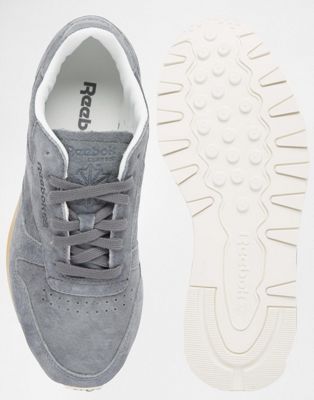 reebok classic grey suede trainer with gold sole