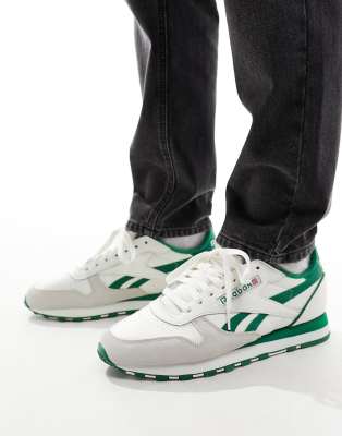 Shop Reebok Classic Leather 1983 Vintage Sneakers In White With Green Detail