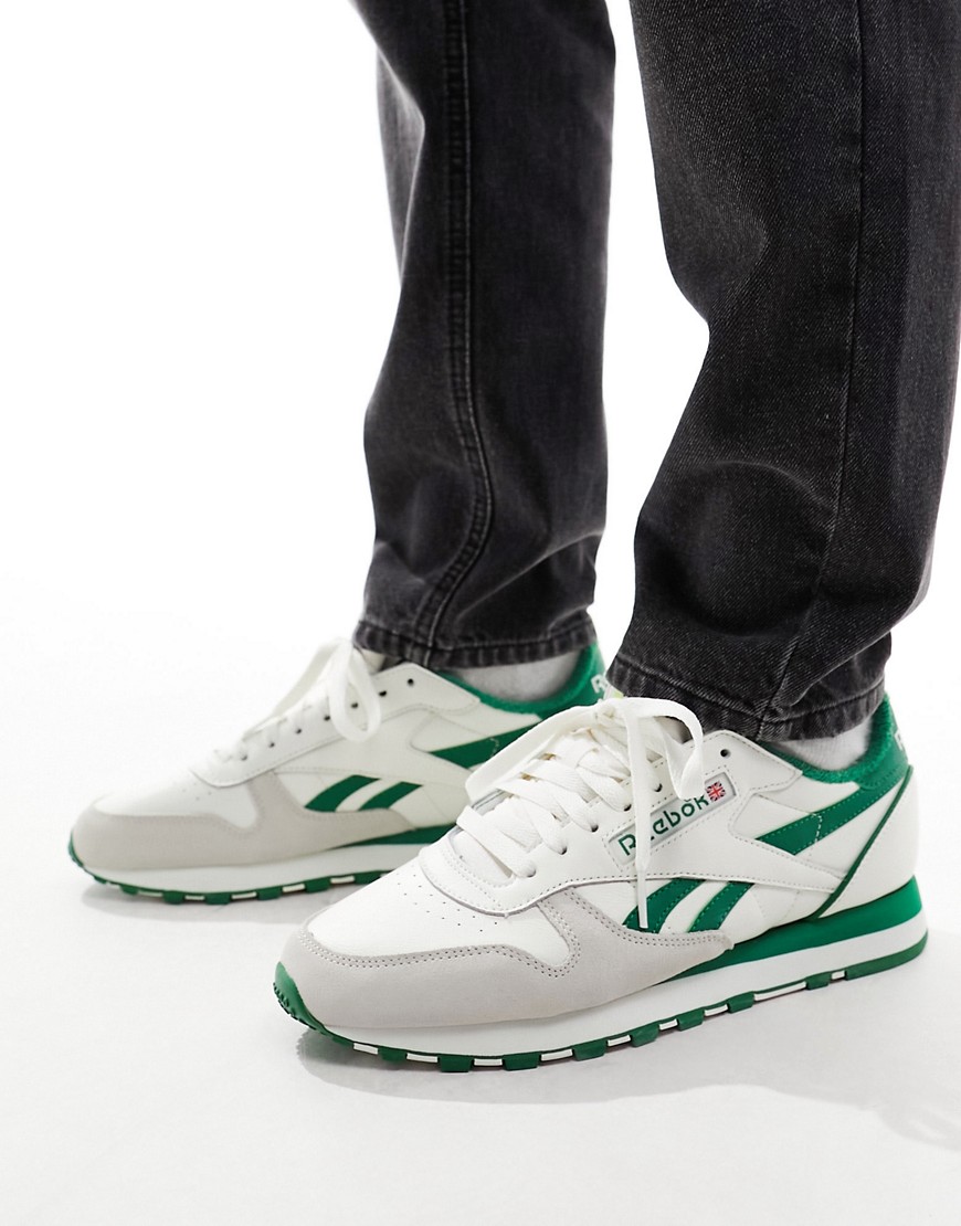 Shop Reebok Classic Leather 1983 Vintage Sneakers In White With Green Detail