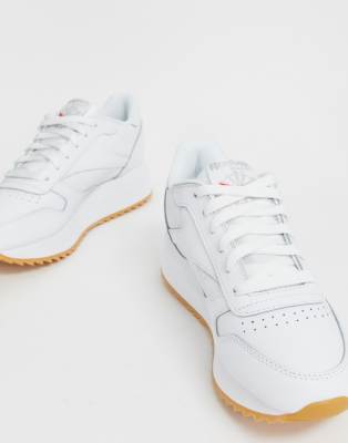 reebok white classic leather double trainers