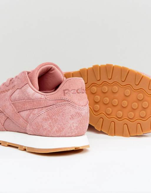 pueblo instante Capilla Reebok Classic Leather Faux Exotic Sneakers In Pink | ASOS