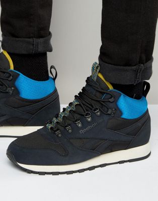 Reebok Classic Leather Mid Winter Trainers In Black AQ9665 | ASOS