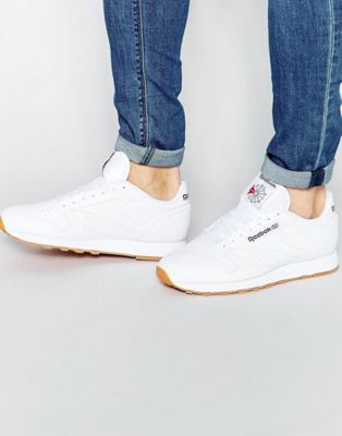reebok classic leather sneakers in white 49799