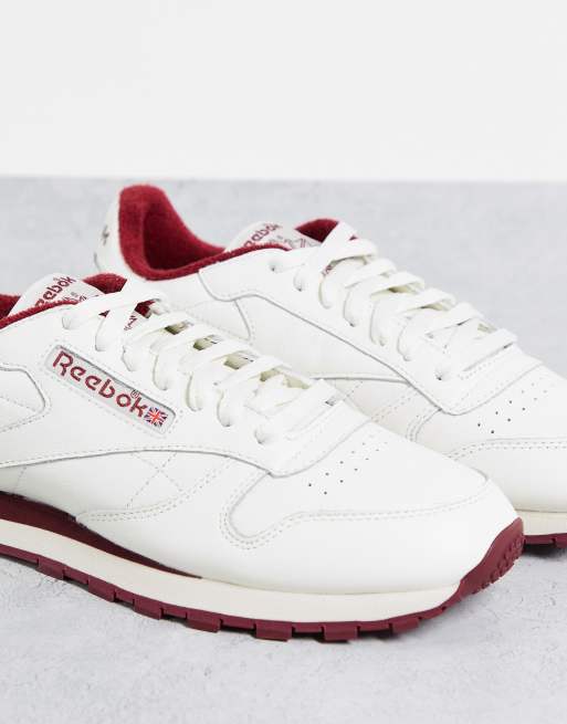 Reebok Classic Leather sneakers in chalk and burgundy