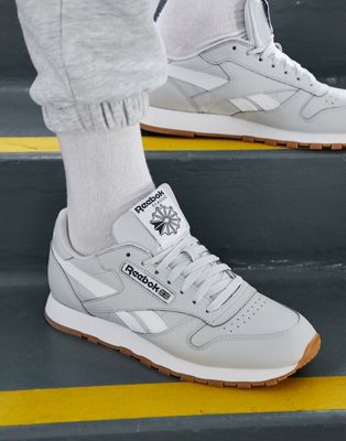 Reebok Classic leather sneakers in gray ASOS