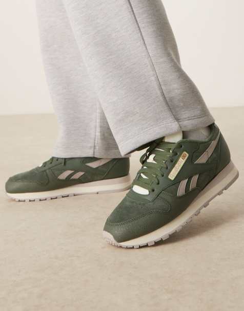 Reebok Classic Leather sneakers in khaki and white detail - view 1