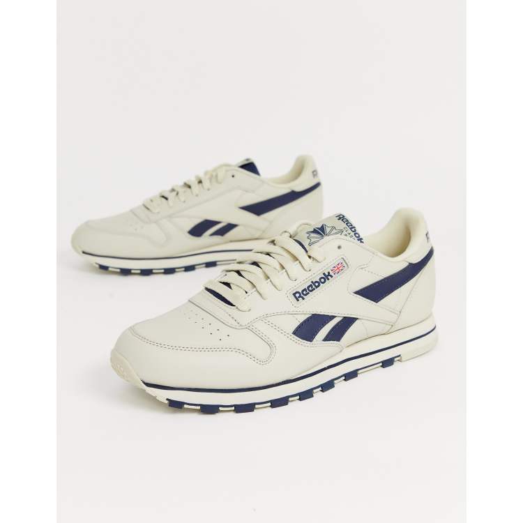 Escrupuloso Dar derechos Esmerado Reebok classic leather sneakers in off white with navy vector | ASOS