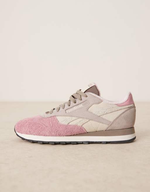 Reebok Classic leather sneakers in pink and gray ASOS